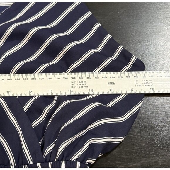 Monteau Navy Blue V-neck Striped Front Slit Sleeveless Womens Size XL Maxi Dress - Picture 8 of 10